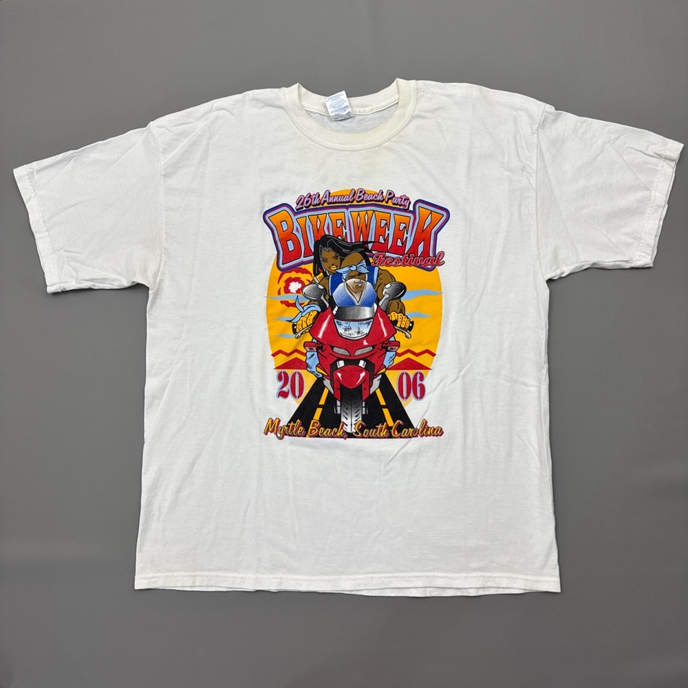 Vintage Y2K 2006 Black Bike Week Festival T Shirt Myrtle Beach SC